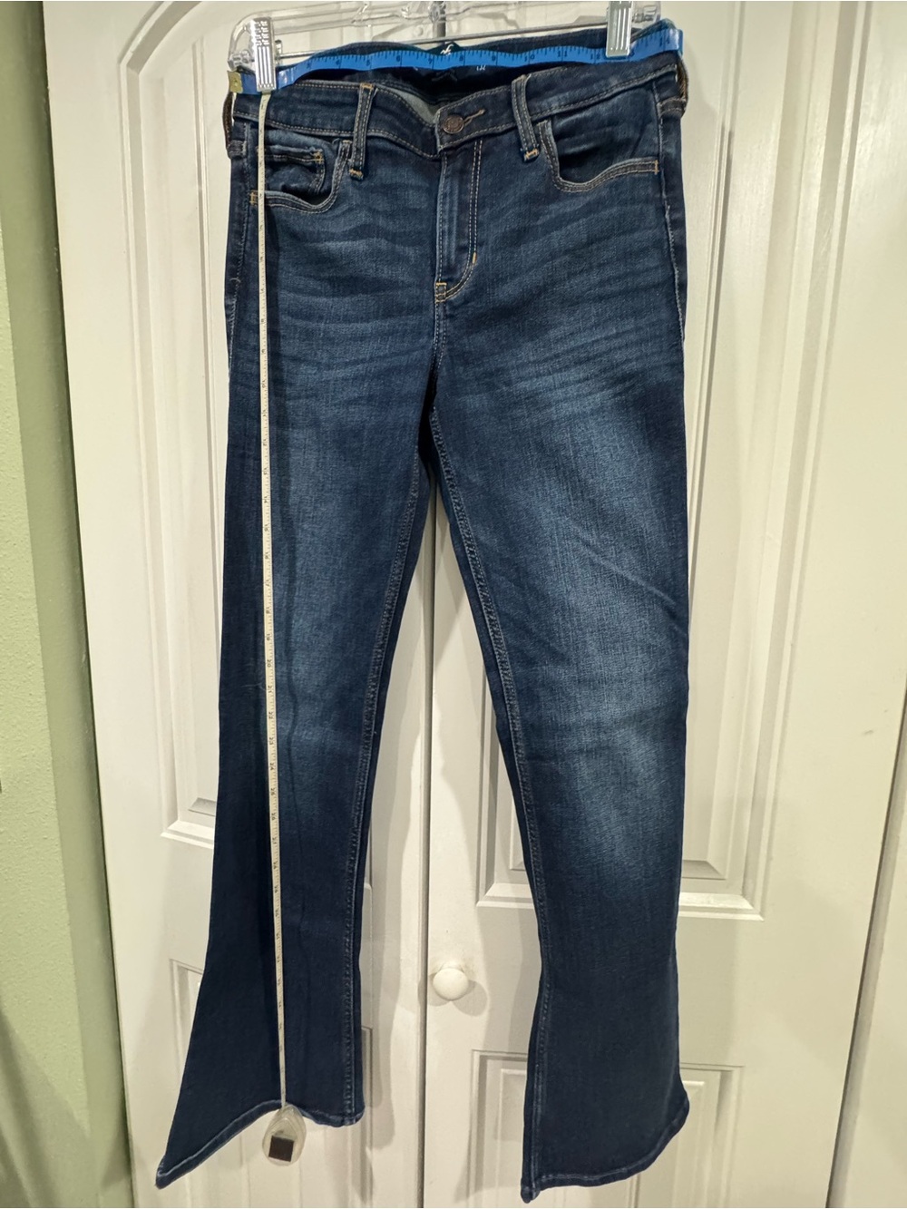 Hollister Dark Blue Flare Jeans - Faded Indigo Wash